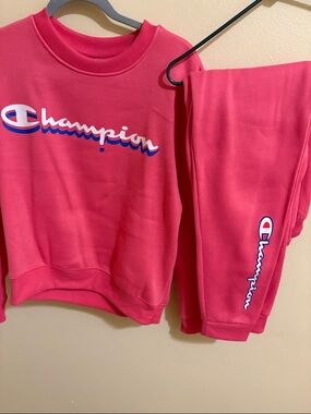 Champion Hot Pink Logo Sweatshirt and Joggers Set